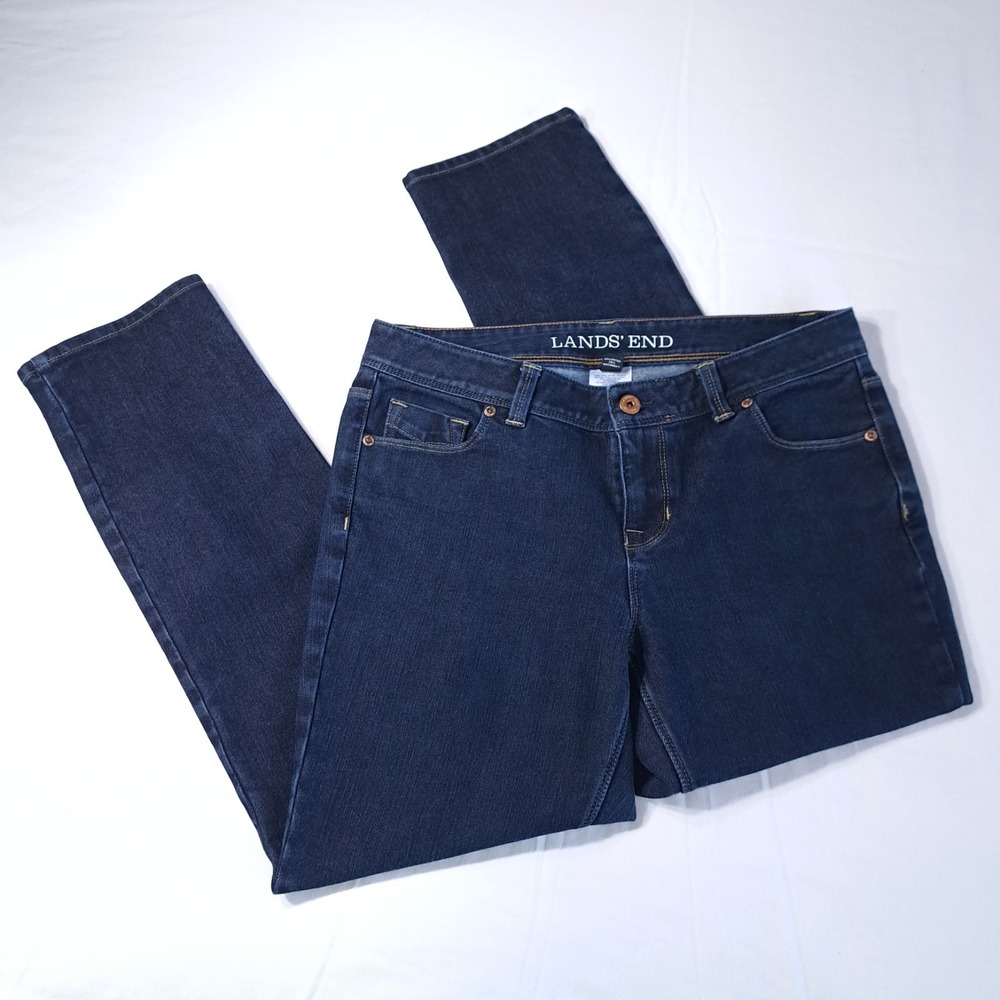 Lands' End Women's Denim‎ Jeans Dark Blue High Rise 8 Casual Stretch